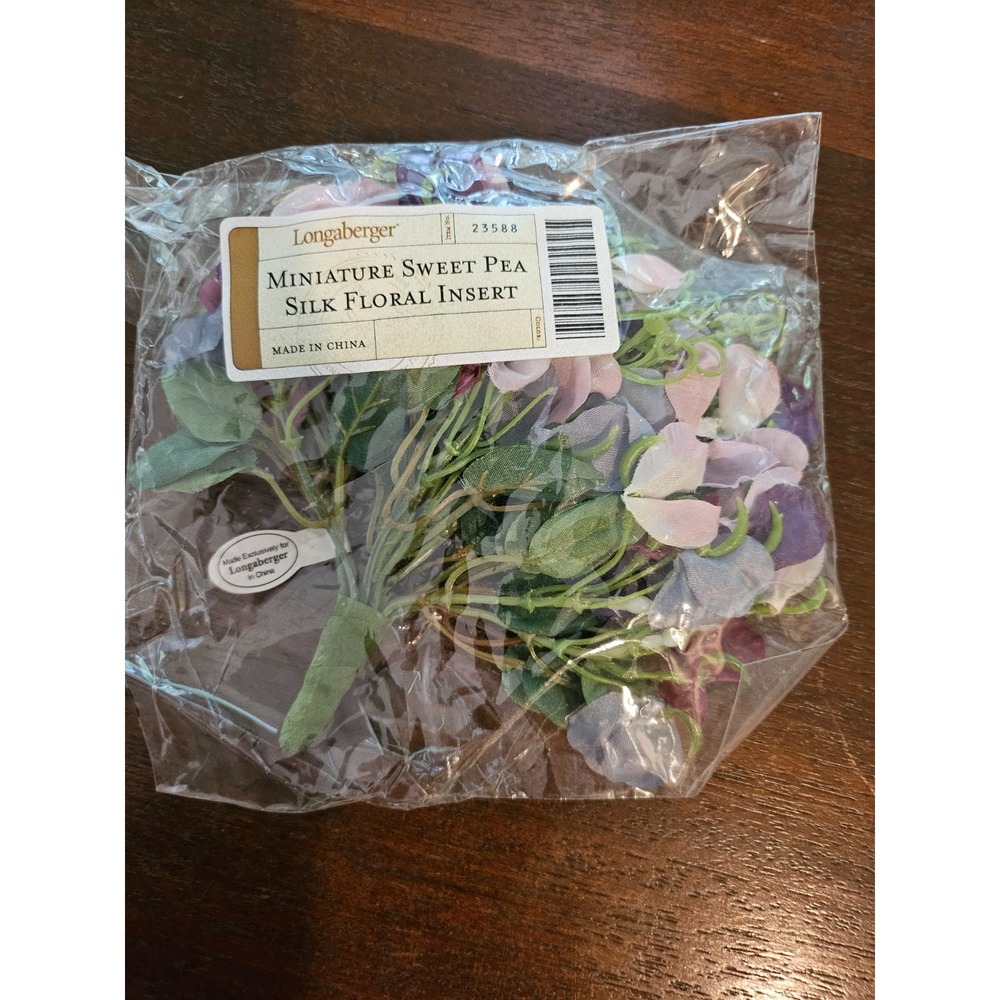 Longaberger Miniature Sweet Pea Floral Insert Adults NIP Purple Pink Silk 23588